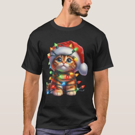Christmas Kitten Watercolor T-Shirt (Vorderseite)