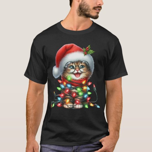 Christmas Kitten Watercolor T-Shirt (Vorderseite)