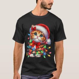 Christmas Kitten Watercolor T-Shirt