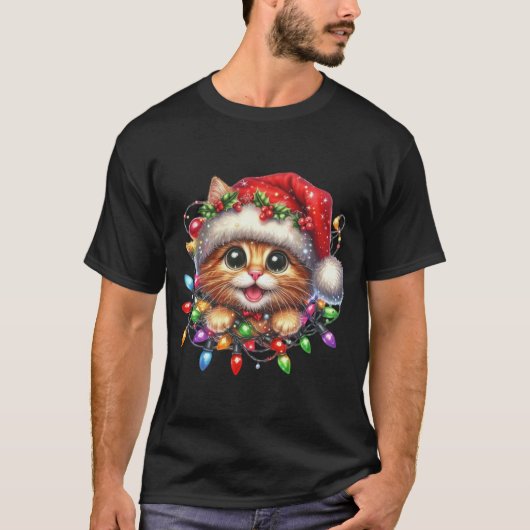 Christmas Kitten Watercolor T-Shirt (Vorderseite)
