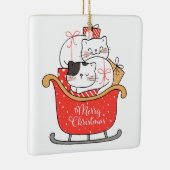 Christmas Kittens a Sleigh Keramik Ornament (Rechts)