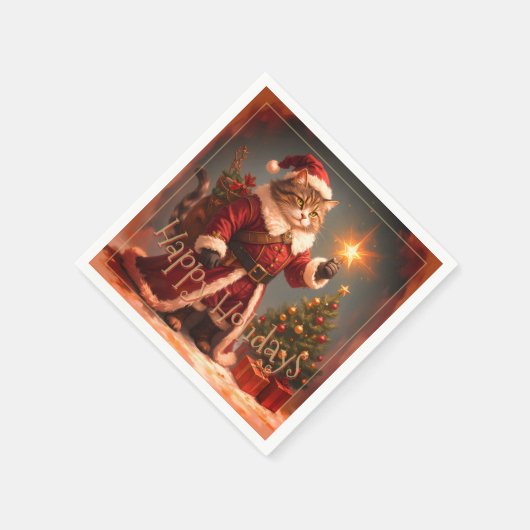 Christmas Kitty Cat Designer Serviette (Ecke)