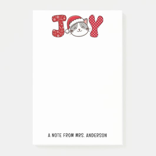 Christmas Kitty Cat "JOY" Custom Post-it Klebezettel (Vorderseite)