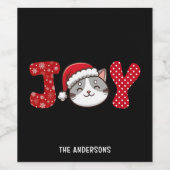 Christmas Kitty Cat "JOY" Custom Weinetikett (Einzelnes Label)