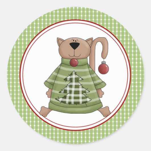 Christmas Kitty Cat Umschlag Aufkleber Stickers (Vorderseite)