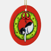Christmas Kitty Cat Wreath Keramik Ornament (Rechts)