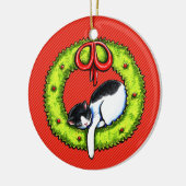 Christmas Kitty Cat Wreath Keramik Ornament (Links)