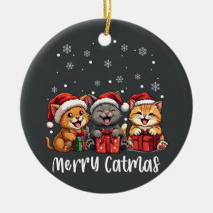 Christmas Kitty Cats Merry Catmas Keramik Ornament