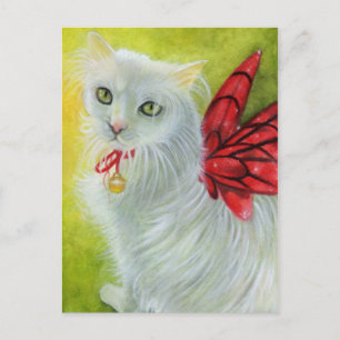 Christmas Kitty Crimson Wings Postcard Feiertagspostkarte