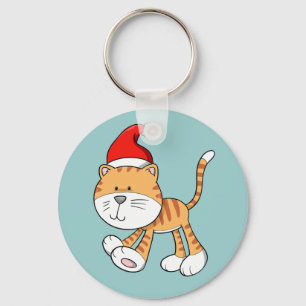 Christmas Kitty "Gizmo" Button Keychain Schlüsselanhänger