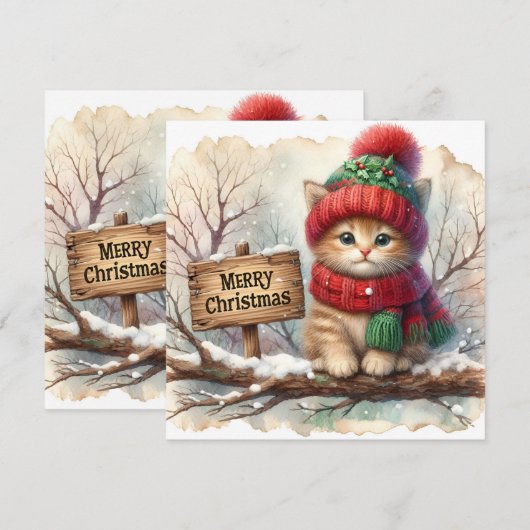 Christmas Kitty Grußkarte (Vorne/Hinten)