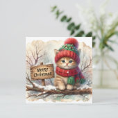 Christmas Kitty Grußkarte (Stehend Vorderseite)