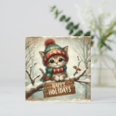 Christmas Kitty Grußkarte (Stehend Vorderseite)