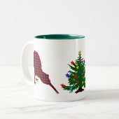 Christmas Kiwi Bird Red, Black Buffalo Kariert, Ba Zweifarbige Tasse (Vorderseite Links)