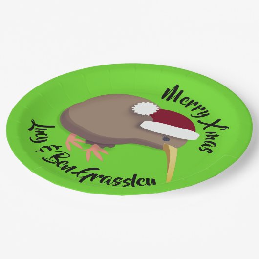 Christmas Kiwi Pappteller (Schrägansicht)