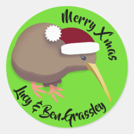 Christmas Kiwi Runder Aufkleber