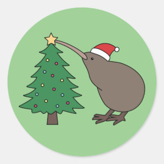 Christmas Kiwi Runder Aufkleber