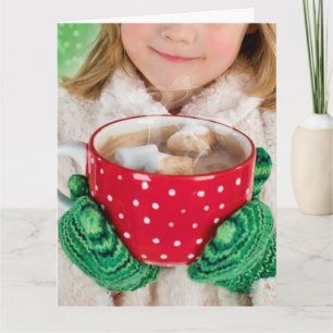 CHRISTMAS kleine Mädchen Tasse heißen Kakao Gruß Karte