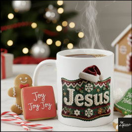 Christmas Knit Sweater Jesus Santa Hat Kaffeetasse
