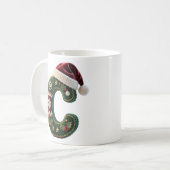 Christmas Knit Sweater Letter C Santa Hat Kaffeetasse (Vorderseite Links)