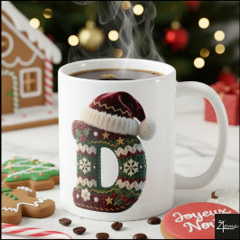 Christmas Knit Sweater Letter D Santa Hat Kaffeetasse