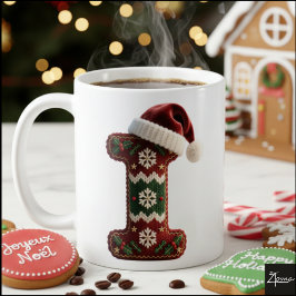 Christmas Knit Sweater Letter I Santa Hat Kaffeetasse
