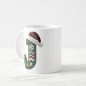 Christmas Knit Sweater Letter J Santa Hat Kaffeetasse (Vorderseite Links)