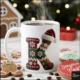 Christmas Knit Sweater Letter K Santa Hat Kaffeetasse