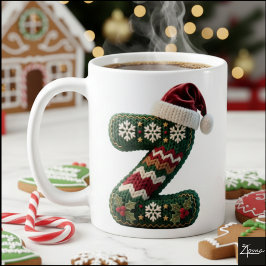 Christmas Knit Sweater Letter Z Santa Hat Kaffeetasse