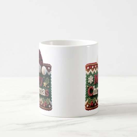 Christmas Knit Sweater Merry Christmas Santa Hat Kaffeetasse (Mittel)