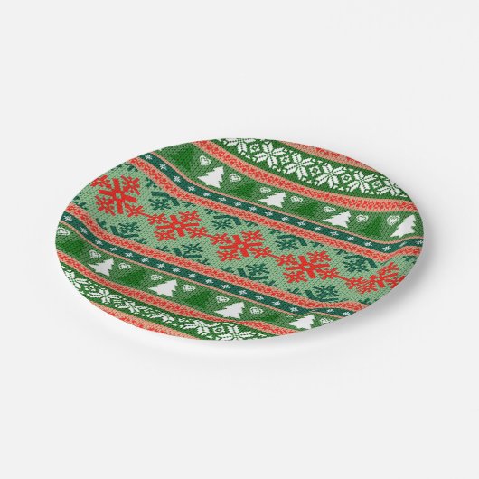 Christmas Knitting Pattern Pappteller (Schrägansicht)