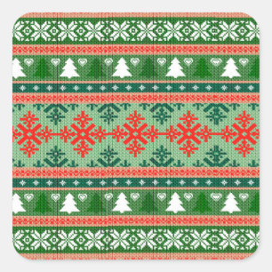 Christmas Knitting Pattern Quadratischer Aufkleber