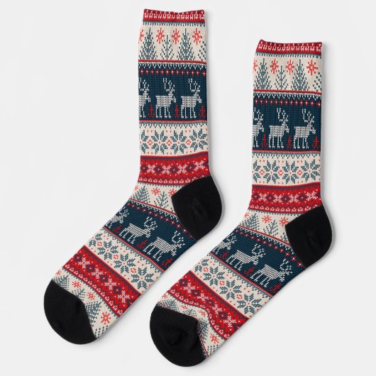 Christmas Knitting Pattern Reindeer Socken (Linkes Detail)