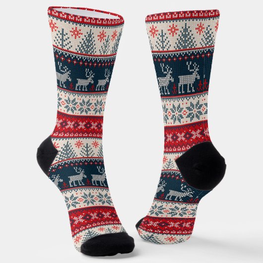 Christmas Knitting Pattern Reindeer Socken (Gewinkelt)