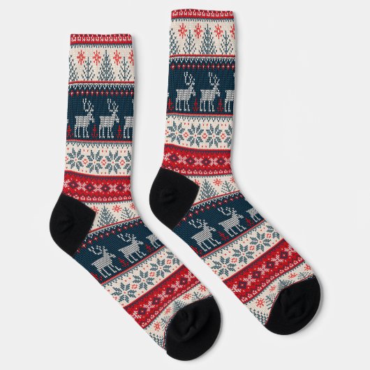 Christmas Knitting Pattern Reindeer Socken (Rechts)