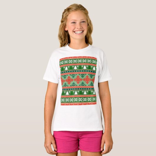 Christmas Knitting Pattern T-Shirt (Vorne ganz)