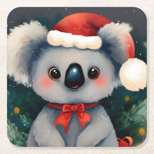 Christmas Koala 1 Rechteckiger Pappuntersetzer (Vorderseite)