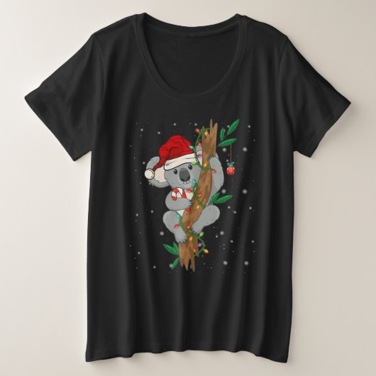 Christmas Koala Santa Sleigh Teacher Große Größe T-Shirt (Design vorne)