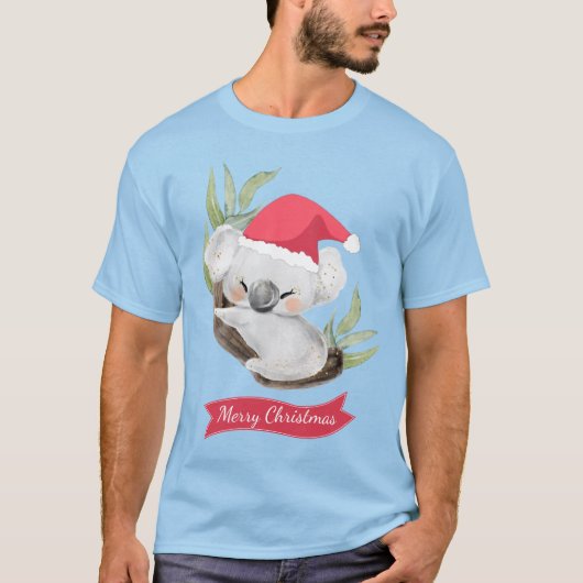 Christmas Koala Watercolor T-Shirt (Vorderseite)