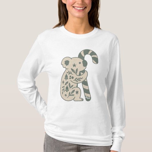 Christmas Koala with Candy Cane T-Shirt (Vorderseite)
