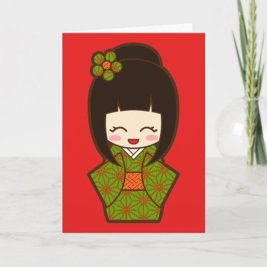 Christmas Kokeshi Feiertagskarte (Vorderseite)