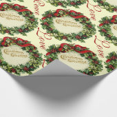 CHRISTMAS KROWN MIT HOLLY BERRIES, JOACE PEACE LIE GESCHENKPAPIER (Ecke)