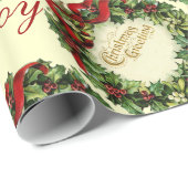 CHRISTMAS KROWN MIT HOLLY BERRIES, JOACE PEACE LIE GESCHENKPAPIER (Rolleneckpunkt)