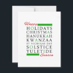 Christmas Kwanzaa Hanukkah Solstice Yuletide Feiertagskarte<br><div class="desc">Christmas Kwanzaa Hanukkah Solstice Yuletide</div>
