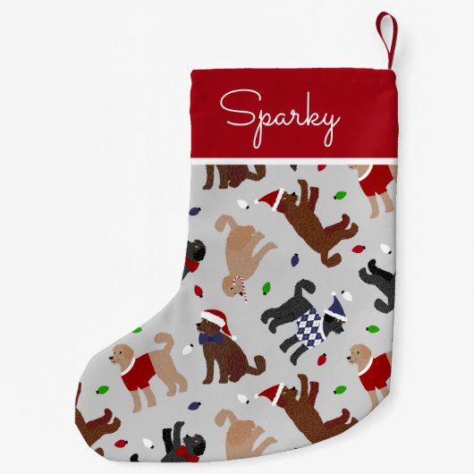 Christmas Labradoodle Gray Kleiner Weihnachtsstrumpf (Rückseite)