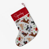 Christmas Labradoodle Gray Kleiner Weihnachtsstrumpf (Rückseite (Hängend))