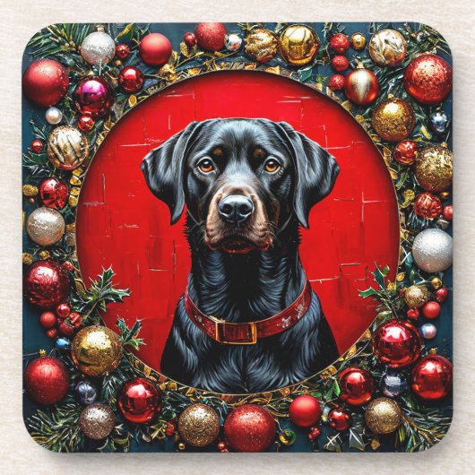 Christmas Labrador Dog Getränkeuntersetzer (Vorderseite)