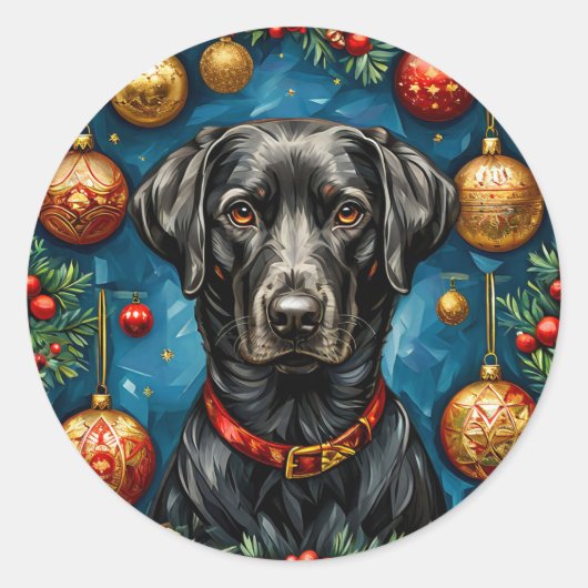 Christmas Labrador Dog Runder Aufkleber (Vorderseite)