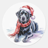 Christmas Labrador round sticker (Vorderseite)