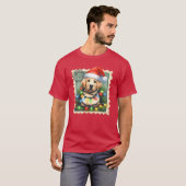 Christmas Labrador with hat and festive garlands g T-Shirt (Vorne ganz)